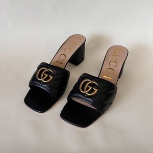 GUCCI Women's Black Double G Marmont Sandals Size 8.5 NIB 695202